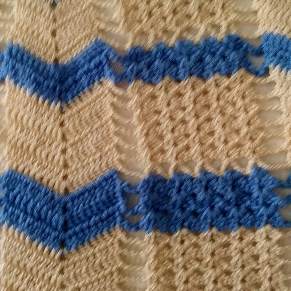 Vintage 1950s Hand Crocheted Hostess Half Aprons - Blue and White and Multicolor